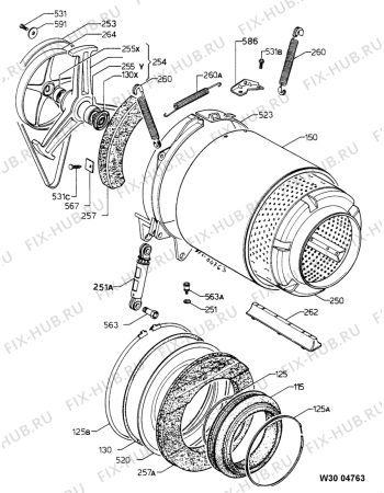 Взрыв-схема стиральной машины Electrolux EW1221F - Схема узла Drum